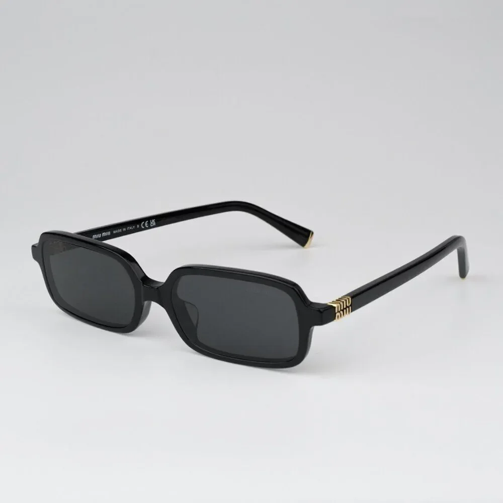 NEW Miu Miu MU11ZSF 16K5S0 Black Dark Grey Rectangle Unisex Sunglasses